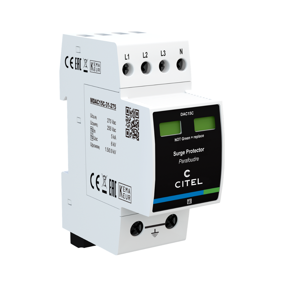 Citel DAC15CS-31-275 AC-overspanningsbeveiliging - Type 2+3 - 3-Fase+N