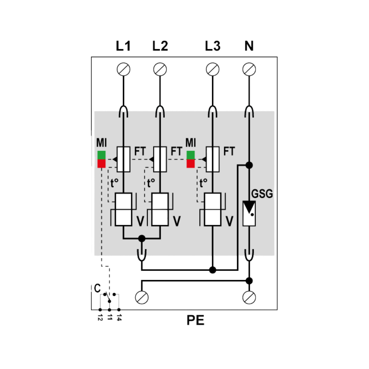 Citel DAC15CS-31-275 AC-overspanningsbeveiliging - Type 2+3 - 3-Fase+N