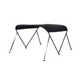 NALUX Bimini-Top mit 2 Bögen, schwarzem Gestell – Höhe 110 cm – Breite 130–150 cm