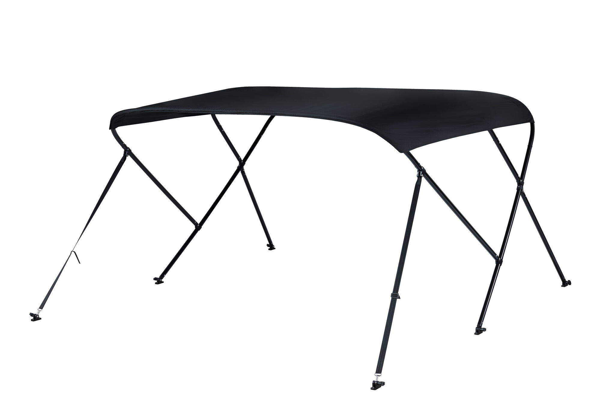 Aluminium-Bimini-Top mit schwarzem Rahmen und 3 Bögen