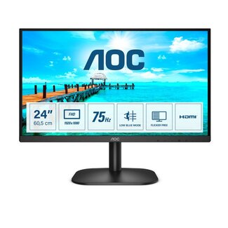 AOC 24B2XDM 23,8" | 1920x1080 Full HD VA | 75Hz | 4ms | 3-zijdig Randloos | Flicker-Free | Low Blue Light | Monitor | RENEWED (refurbished)