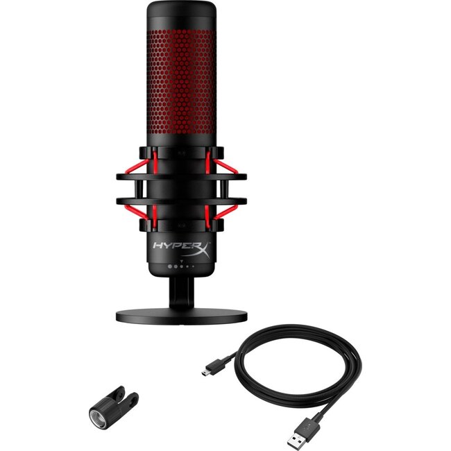 HyperX QuadCast | USB-microfoon | Rode verlichting | Voor pc en console | Zwart/Rood | Open Box (refurbished)
