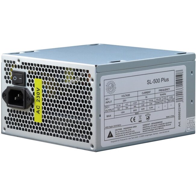 Inter-Tech SL-500 PLUS | 500 Watt ATX PSU | Power Supply | Voeding