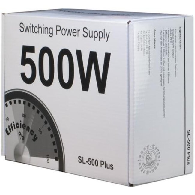 Inter-Tech SL-500 PLUS | 500 Watt ATX PSU | Power Supply | Voeding