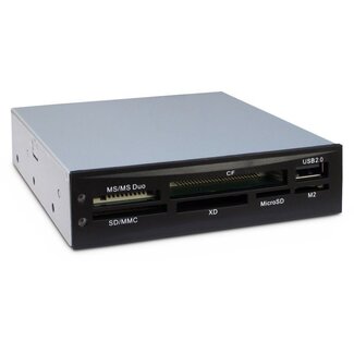 Inter-Tech CI-02 | Interne geheugenkaartlezer | USB 2.0 | 3.5" bay | Ondersteunt CF, SD, microSD, MS, xD | Zwart
