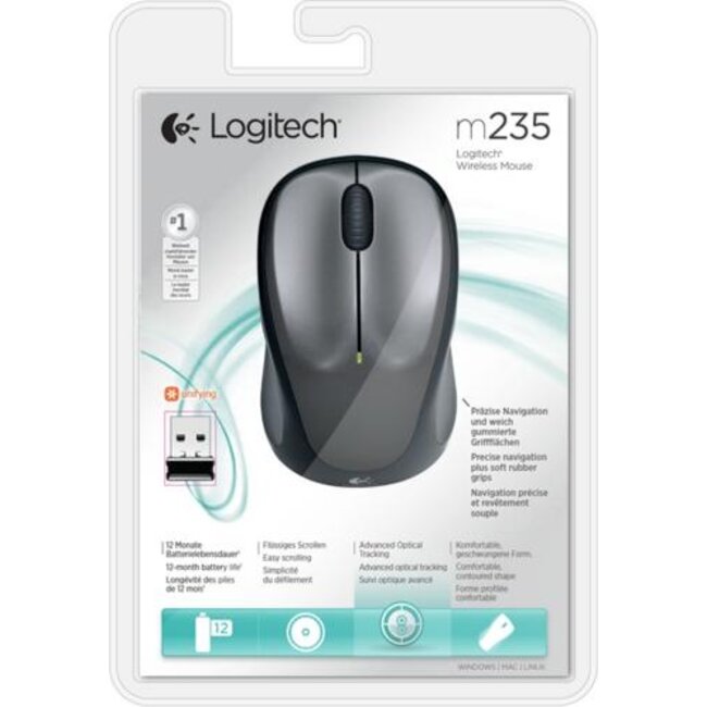 Logitech M235 | Draadloze Muis | Links- en Rechtshandig | RF | 1000 DPI | Zwart