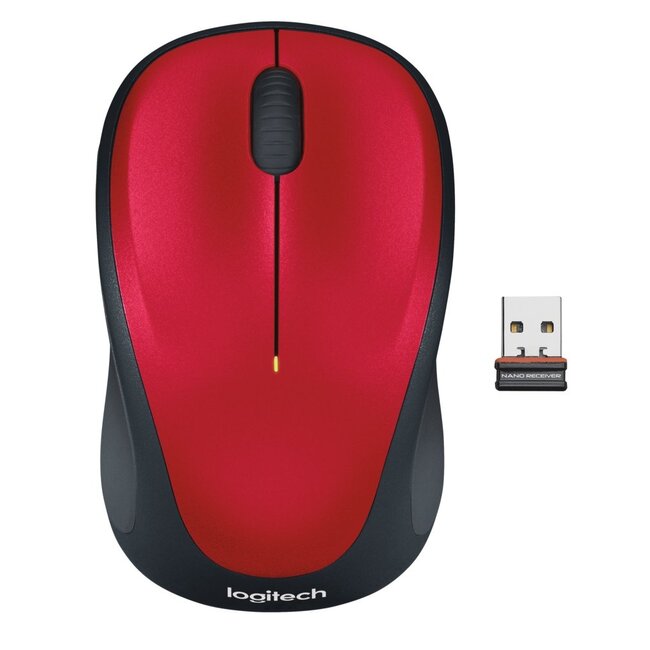 Logitech M235 | Draadloze Muis | Links- en Rechtshandig | RF | 1000 DPI | Rood/Zwart