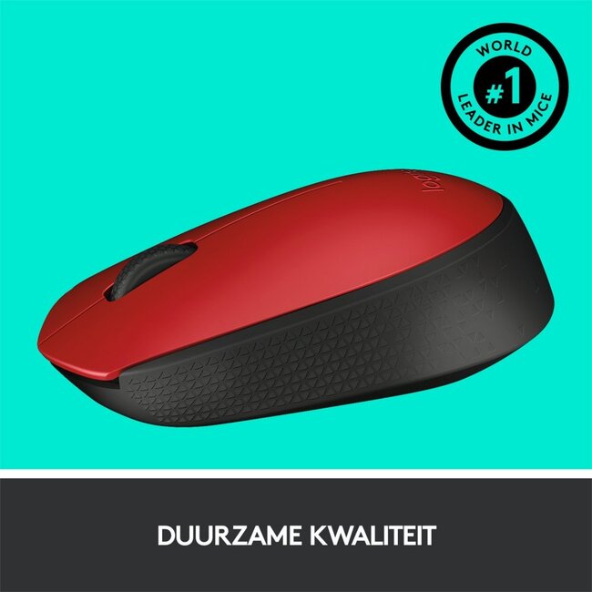 Logitech M171 | Draadloze Muis | Links- en Rechtshandig | RF | 1000 DPI | Rood/Zwart