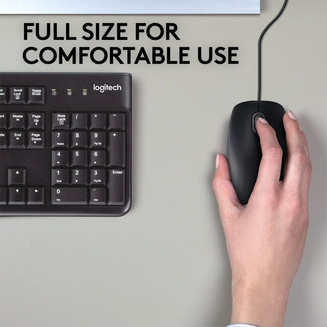 Logitech B110 Silent | Bekabelde Muis | Links- en Rechtshandig | USB-A | 1000 DPI | Zwart