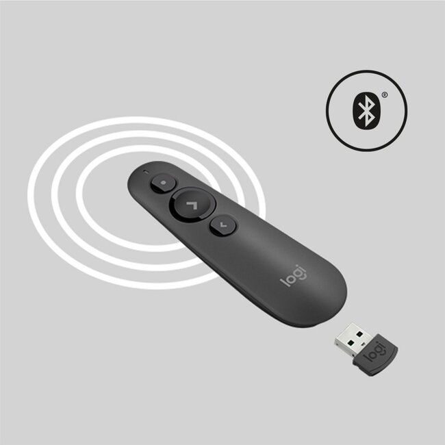 Logitech R500 | Draadloze Presenter | Bluetooth/RF | Grafiet | 20 m Bereik | Rood Laser