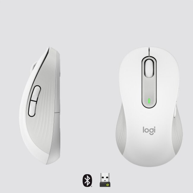 Logitech Signature M650 | Draadloze Muis | Linkshandig | RF + Bluetooth | 2000 DPI | Wit