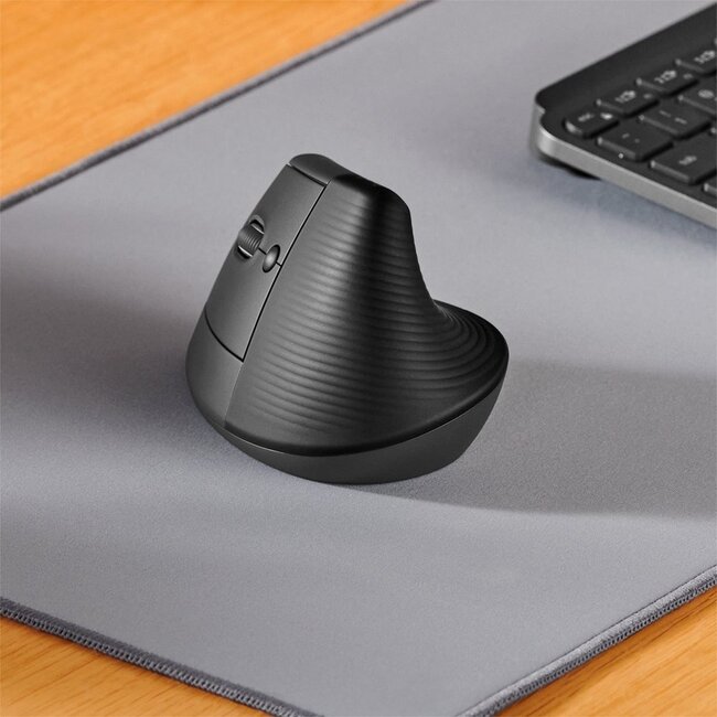 Logitech Lift | Ergonomische Draadloze Muis | Linkshandig | RF + Bluetooth | 4000 DPI | Grafiet