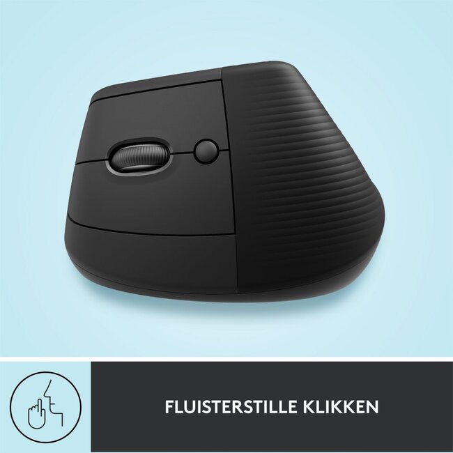 Logitech Lift | Ergonomische Draadloze Muis | Linkshandig | RF + Bluetooth | 4000 DPI | Grafiet