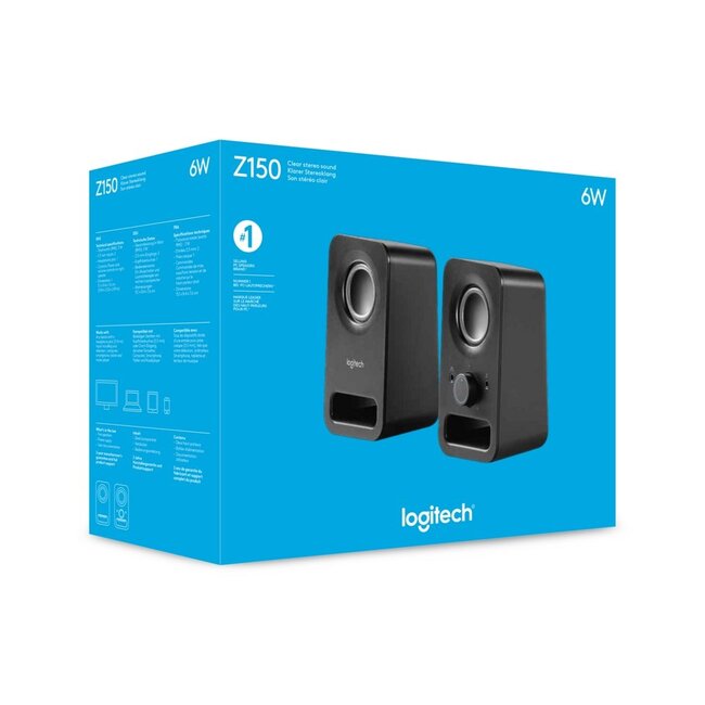 Logitech Z150 | 2.0 Luidsprekerset | 3W RMS | Helder Stereogeluid | Zwart