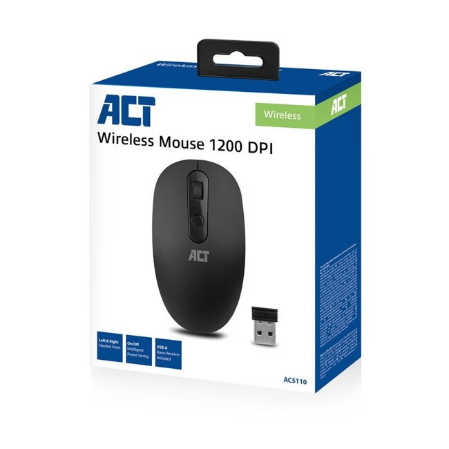 ACT AC5110 | Draadloze Muis | Links- en Rechtshandig | RF | 1200 DPI | Zwart