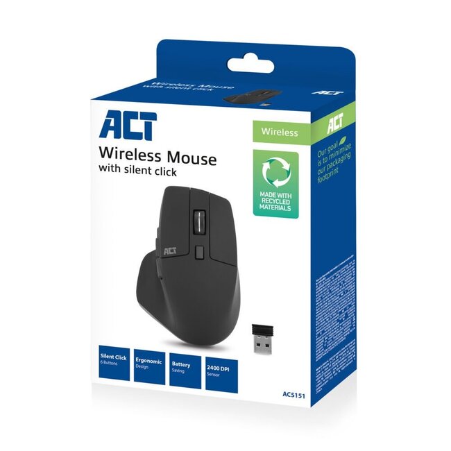 ACT AC5151 | Draadloze Muis | Rechtshandig | RF | 2400 DPI | Zwart