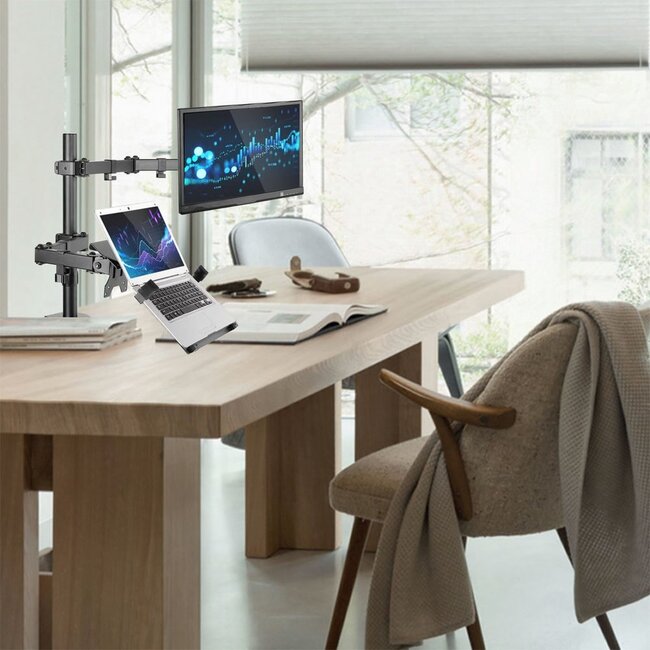 ACT AC8305 | Notebookstandaard tot 15.6" & Monitorarm tot 32" | Zwart