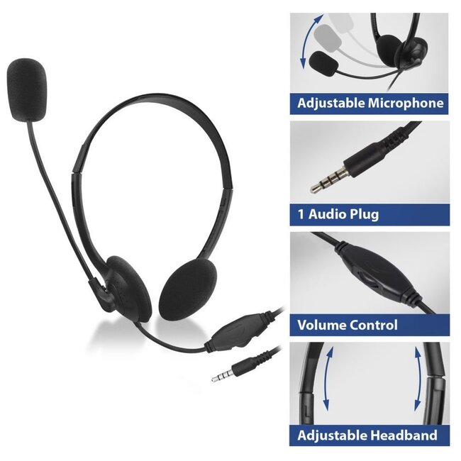 ACT AC9330 | On-Ear Headset met Microfoon | Zwart