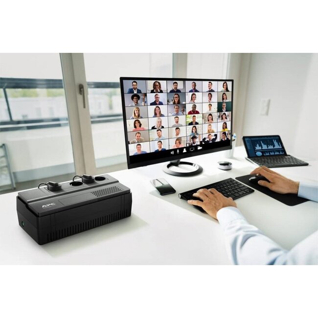 APC Easy UPS BV1000I-GR | 1000 VA / 600 W | 4x Schuko Stopcontacten | AVR Spanningstabilisatie | LED-Statusindicator | Compact Ontwerp