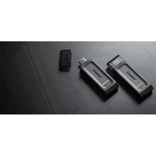 Kingston DataTraveler 70 | 128GB USB-C 3.2 Flash Drive | Zwart