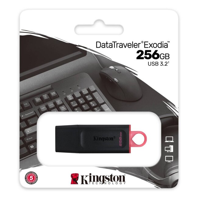 Kingston DataTraveler Exodia | 256GB USB-A 3.2 Flash Drive | Zwart
