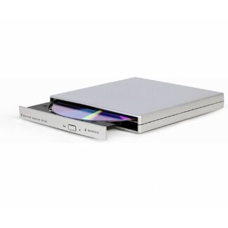 Gembird DVD‑USB‑02‑SV | Externe USB CD/DVD Brander en Speler | Zilver | USB 2.0 | Compact Plug & Play Design