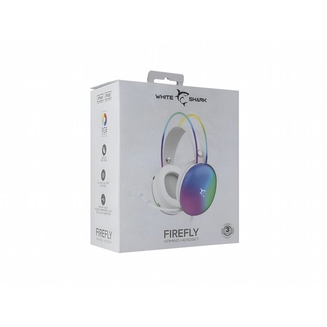 White Shark Firefly RGB | On-Ear Gaming Headset | 3,5mm Connector & USB-A | Wit