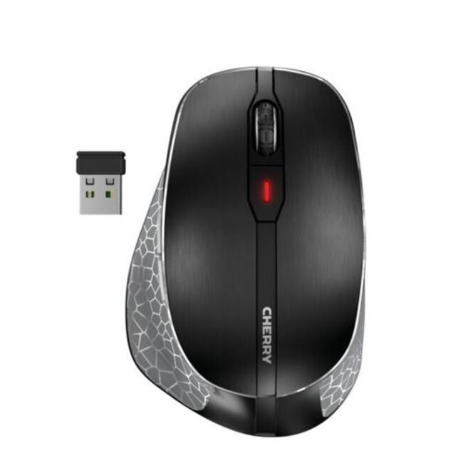 Cherry MW 8C Ergo | Ergonomische Draadloze Muis | Links- en Rechtshandig | RF + Bluetooth | 3200 DPI | Zwart/Grijs