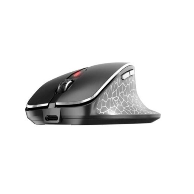 Cherry MW 8C Ergo | Ergonomische Draadloze Muis | Links- en Rechtshandig | RF + Bluetooth | 3200 DPI | Zwart/Grijs