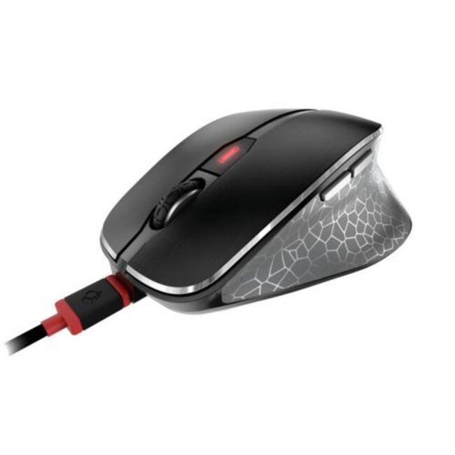 Cherry MW 8C Ergo | Ergonomische Draadloze Muis | Links- en Rechtshandig | RF + Bluetooth | 3200 DPI | Zwart/Grijs