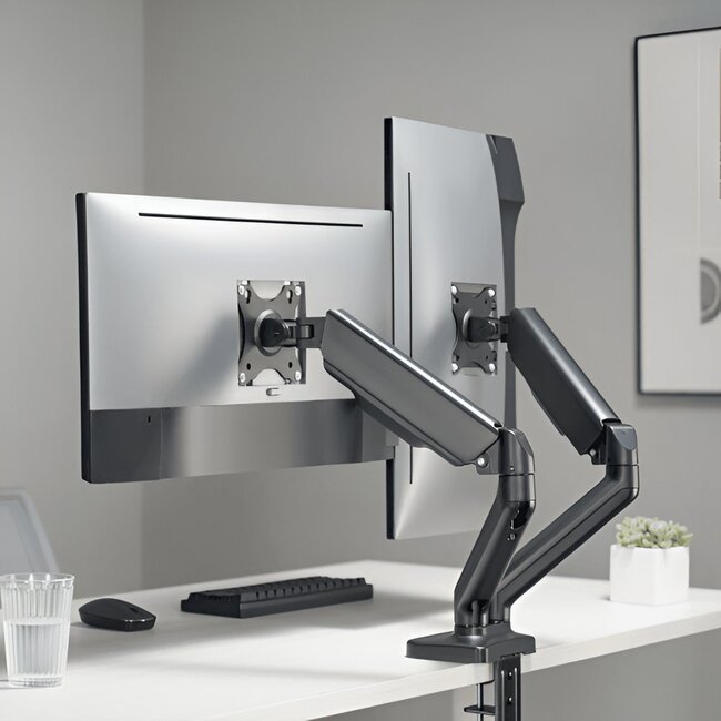 SBOX Flex LCD-S024-2 | Verstelbare Monitor-bureaubeugel | Tot 32" | Max 9kg | VESA 100x100 | 2 Monitoren