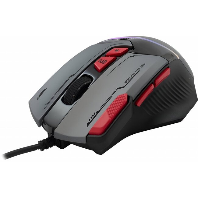 Baracuda MANTA RGB | Bekabelde Gaming Muis | Rechtshandig | USB-A | 12800 DPI | Grijs