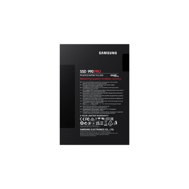 Samsung 990 PRO | 1TB NVMe SSD | M.2 Gen4 | 7.450MB/s Lezen | 6.900MB/s Schrijven