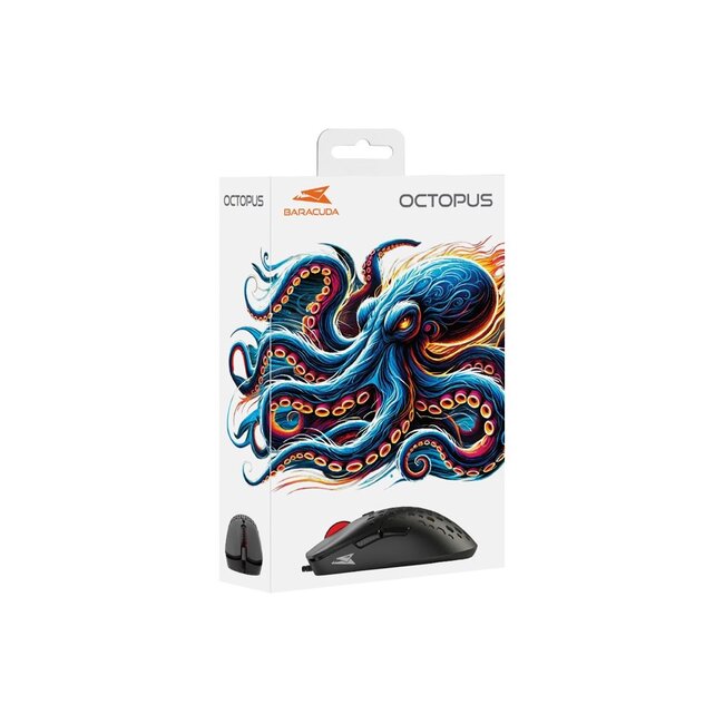 SBOX Baracuda OCTOPUS RGB | Bekabelde Gaming Muis | Rechtshandig | USB-A | 3600 DPI | Zwart