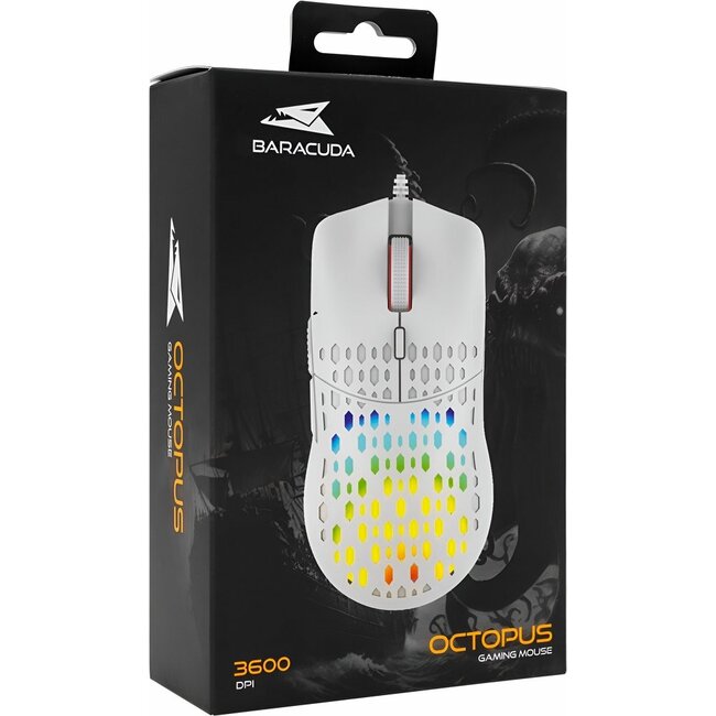 SBOX Baracuda OCTOPUS RGB | Bekabelde Gaming Muis | Rechtshandig | USB-A | 3600 DPI | Wit