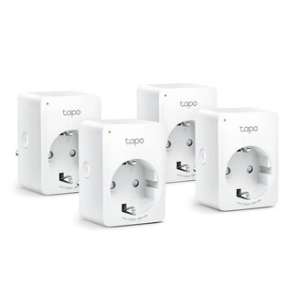 TP-Link Tapo P100 (4-pack) | Slimme Wi-Fi-stekker | 2300W | Spraakbesturing | Schema & Timer | Compact ontwerp | Wit