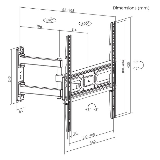 SBOX PLB-3644-2 | TV-beugel | 32-55" | Max 35kg | VESA 400x400