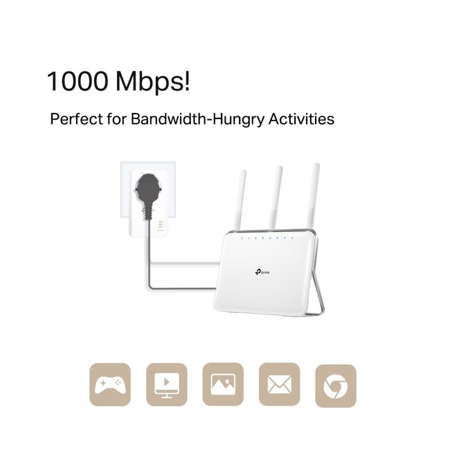 TP-Link AV1000 | Powerline Adapter Set | 1000 Mbps | Gigabit Ethernet | Starter Kit