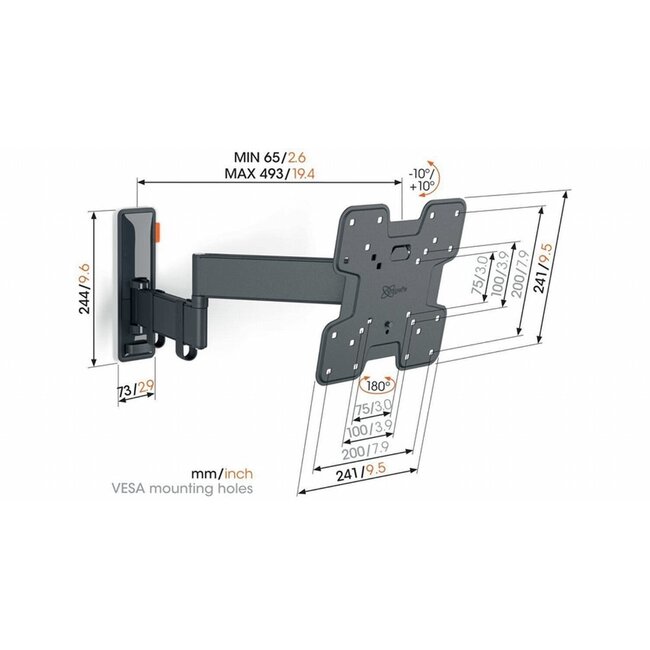 Vogel's Comfort TVM3245 | Draai- en kantelbare TV-beugel | 19-43" | max 15kg | VESA 400x400