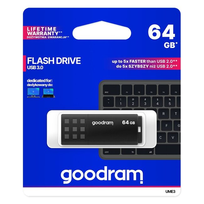 Goodram UME3 | 64GB USB-A 3.2 Flash Drive | Zwart