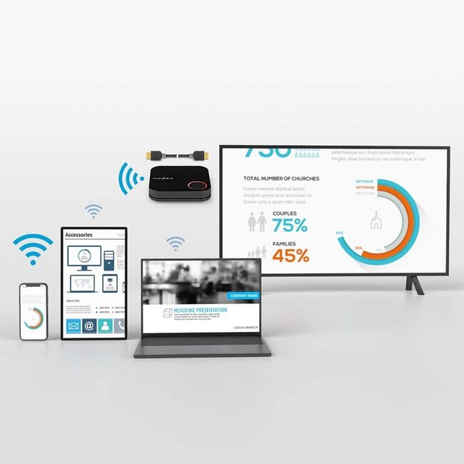 Nedis VWFI3450BK | Draadloze HDMI-ontvanger | 4K Ondersteuning | Wi-Fi | Zwart