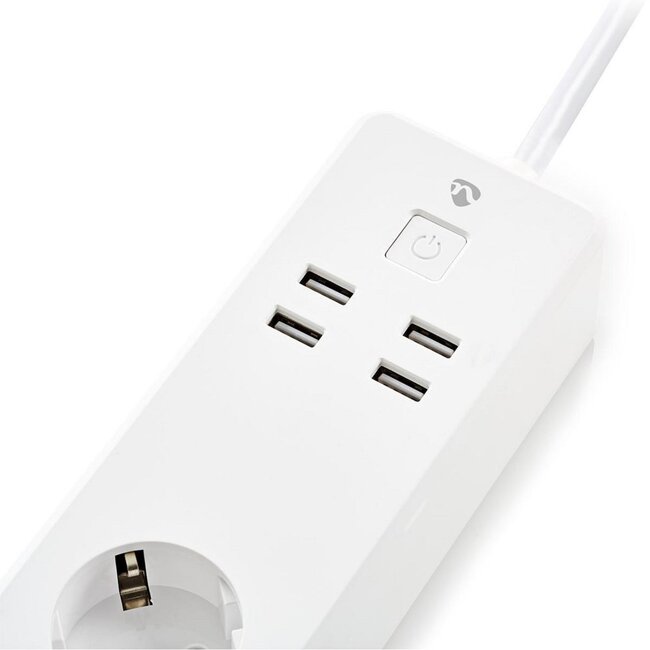 Nedis | Wi-Fi Slimme Stekkerdoos | 4 Stopcontacten | 2 USB-poorten | Wit