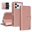 Tuniq iPhone  Book Case hoesje - Pasjeshouder voor 3 pasjes - Magneetsluiting - Hanger - Rose Goud
