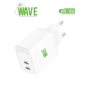 Wave Wave WA-100 Wall Charger 2 x USB-C (35 Wat) (wit)