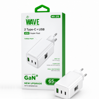Wave Wave WA-219 GaN 5e Super Fast Adapter 65W 2 type-C + USB-A