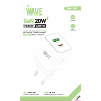 Wave Wave WA-166 Travel Fast Charger USB-A & USB-C (20Wat)