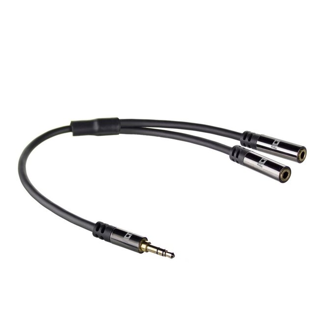 ACT AC3620 | 3.5mm Splitterkabel | 0,15 Meter | 1x Male naar 2x Female | Zwart