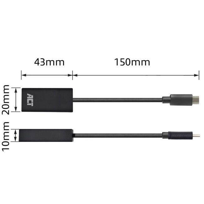 ACT AC7305 | USB-C naar HDMI Adapter | 0,15 m | Zwart