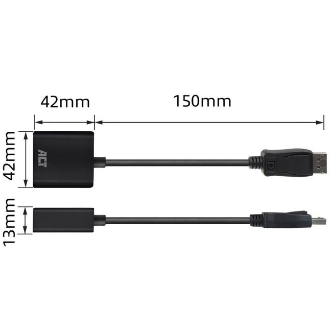 ACT AC7515 DisplayPort naar VGA Adapter | Female | Zip Bag
