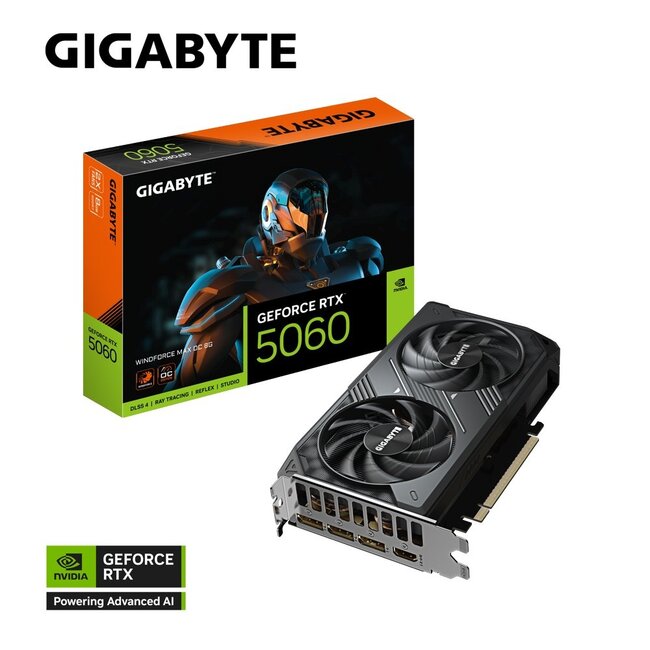 Gigabyte GeForce RTX 5060 WINDFORCE MAX OC | 8GB GDDR7 | DLSS 4 | Videokaart | Nvidia GPU